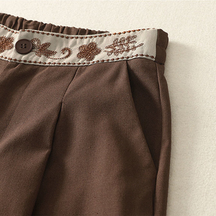 Pantalon large en coton avec poches, taille élastique brodée, motif Buddha Stones et fermeture éclair, pour femme. - image 24