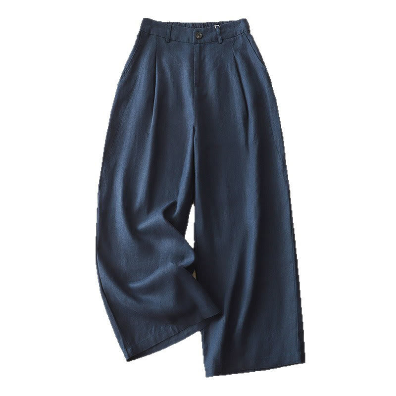 Pantalon large en coton avec poches, couleur unie, fermeture éclair, idéal pour l'automne et parfait pour les déplacements des femmes (Buddha Stones). - image 4