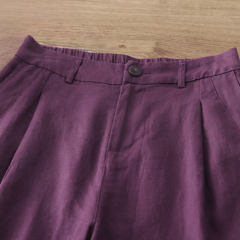 Pantalon large en coton avec poches, couleur unie, fermeture éclair, idéal pour l'automne et parfait pour les déplacements des femmes (Buddha Stones). - image 33