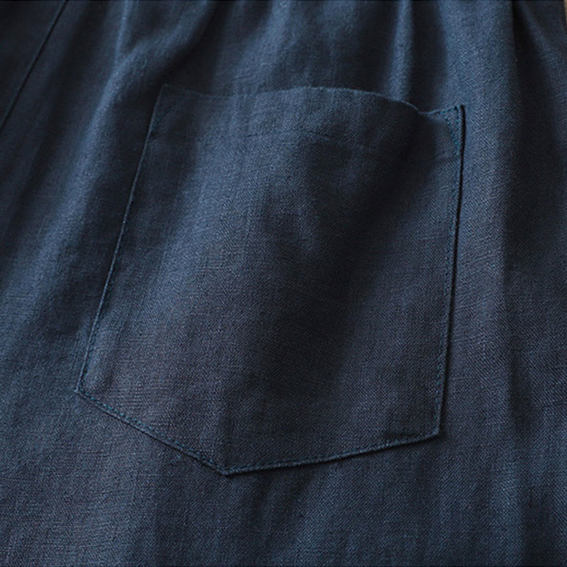 Pantalon large en coton avec poches, couleur unie, fermeture éclair, idéal pour l'automne et parfait pour les déplacements des femmes (Buddha Stones). - image 2