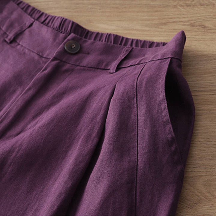 Pantalon large en coton avec poches, couleur unie, fermeture éclair, idéal pour l'automne et parfait pour les déplacements des femmes (Buddha Stones). - image 32