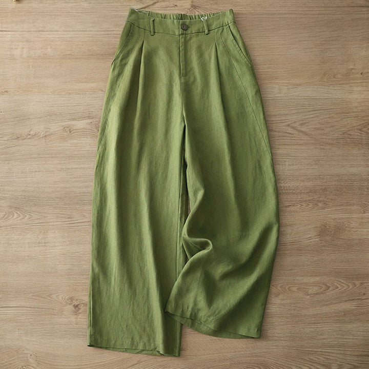 Pantalon large en coton avec poches, couleur unie, fermeture éclair, idéal pour l'automne et parfait pour les déplacements des femmes (Buddha Stones). - image 22