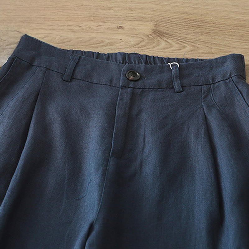 Pantalon large en coton avec poches, couleur unie, fermeture éclair, idéal pour l'automne et parfait pour les déplacements des femmes (Buddha Stones). - image 1