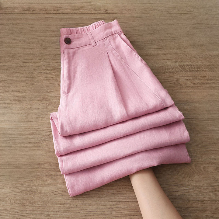 Pantalon large en coton avec poches, couleur unie, fermeture éclair, idéal pour l'automne et parfait pour les déplacements des femmes (Buddha Stones). - Rose - US12，UK/AU16，EU44 (2XL) - image 26
