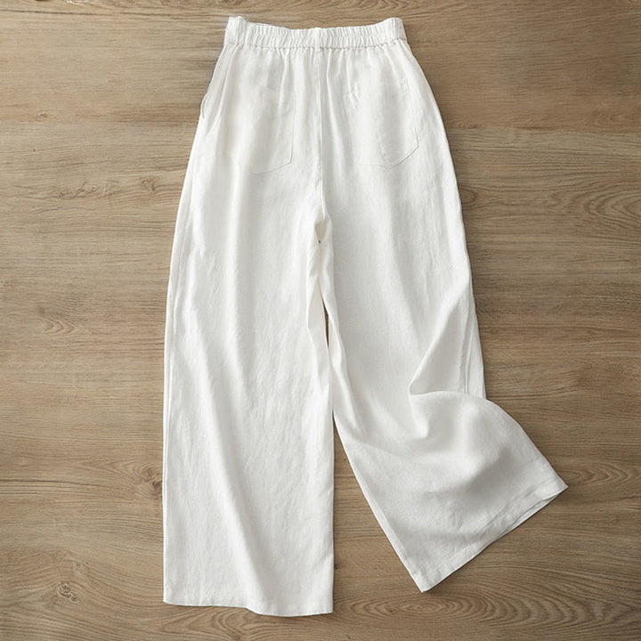 Pantalon large en coton avec poches, couleur unie, fermeture éclair, idéal pour l'automne et parfait pour les déplacements des femmes (Buddha Stones). - image 7