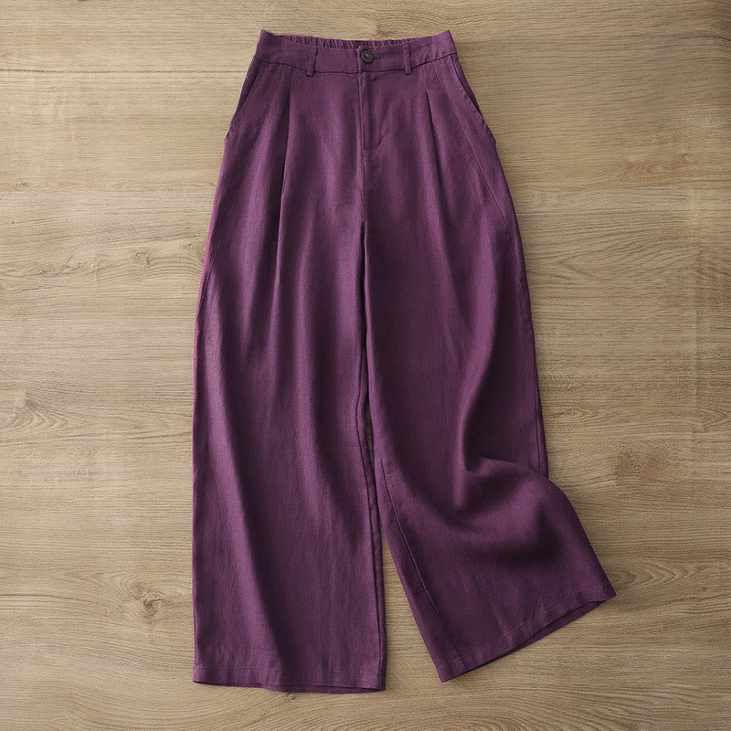 Pantalon large en coton avec poches, couleur unie, fermeture éclair, idéal pour l'automne et parfait pour les déplacements des femmes (Buddha Stones). - Magenta foncé - US12，UK/AU16，EU44 (2XL) - image 31