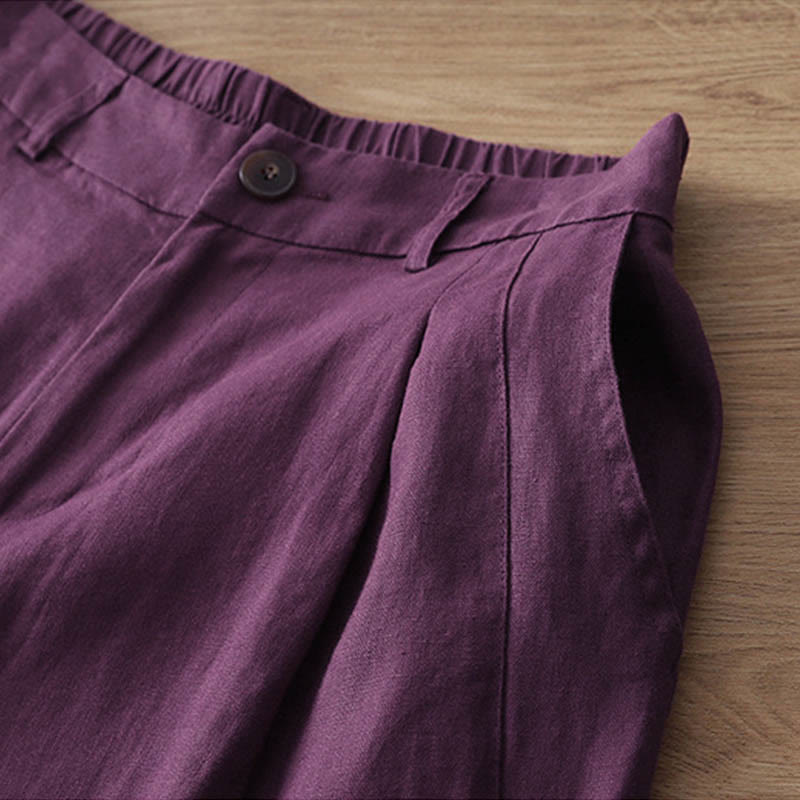 Pantalon large en coton avec poches, couleur unie, fermeture éclair, idéal pour l'automne et parfait pour les déplacements des femmes (Buddha Stones). - image 32