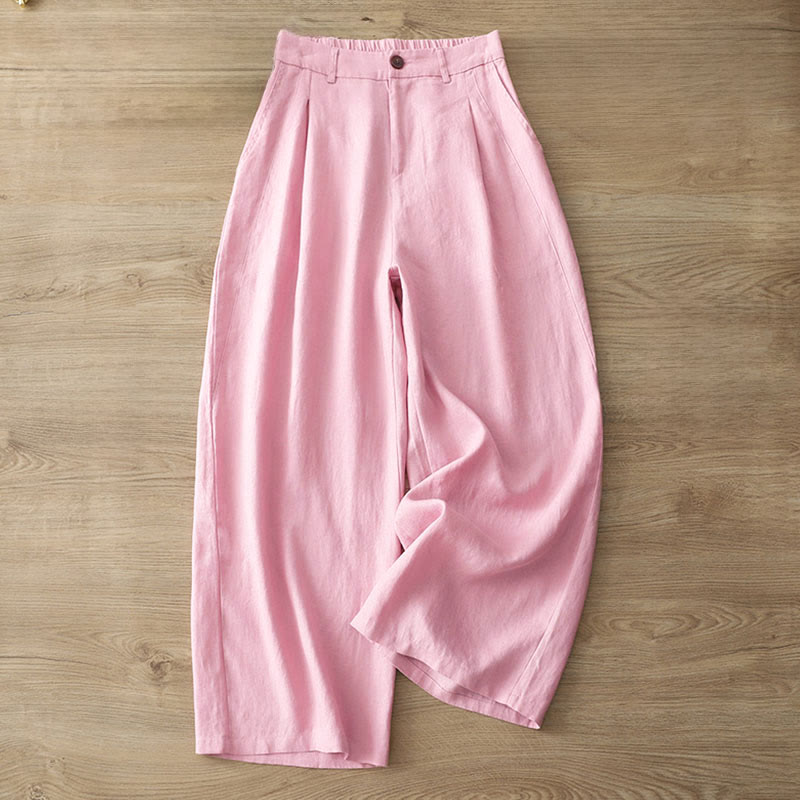 Pantalon large en coton avec poches, couleur unie, fermeture éclair, idéal pour l'automne et parfait pour les déplacements des femmes (Buddha Stones). - image 27