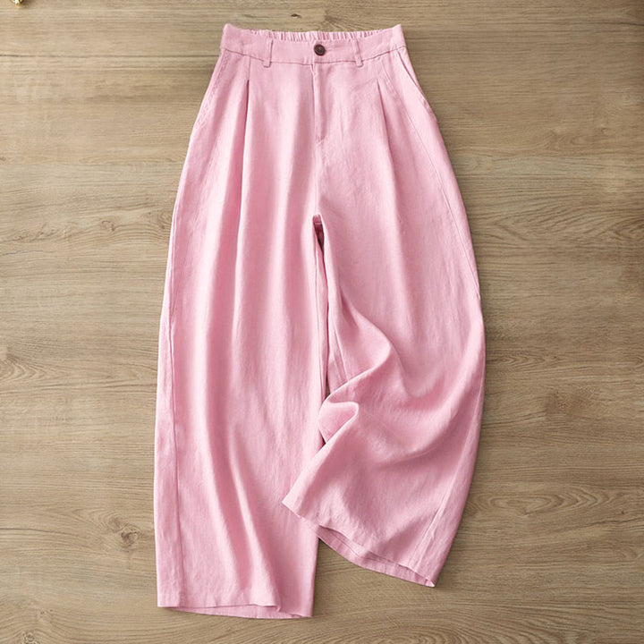 Pantalon large en coton avec poches, couleur unie, fermeture éclair, idéal pour l'automne et parfait pour les déplacements des femmes (Buddha Stones). - image 27