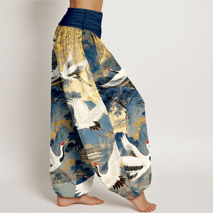 Pantalon harem à taille élastique pour femme, en pur coton, motif magnifique sapin de la montagne et pierres de Buddha Stones - image 2