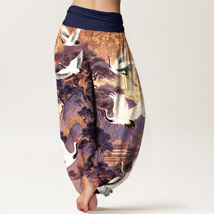 Pantalon harem à taille élastique pour femme, en pur coton, motif magnifique sapin de la montagne et pierres de Buddha Stones - image 6