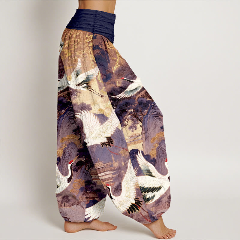 Pantalon harem à taille élastique pour femme, en pur coton, motif magnifique sapin de la montagne et pierres de Buddha Stones - image 7
