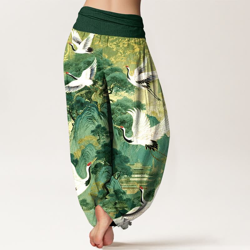Pantalon harem à taille élastique pour femme, en pur coton, motif magnifique sapin de la montagne et pierres de Buddha Stones - image 9