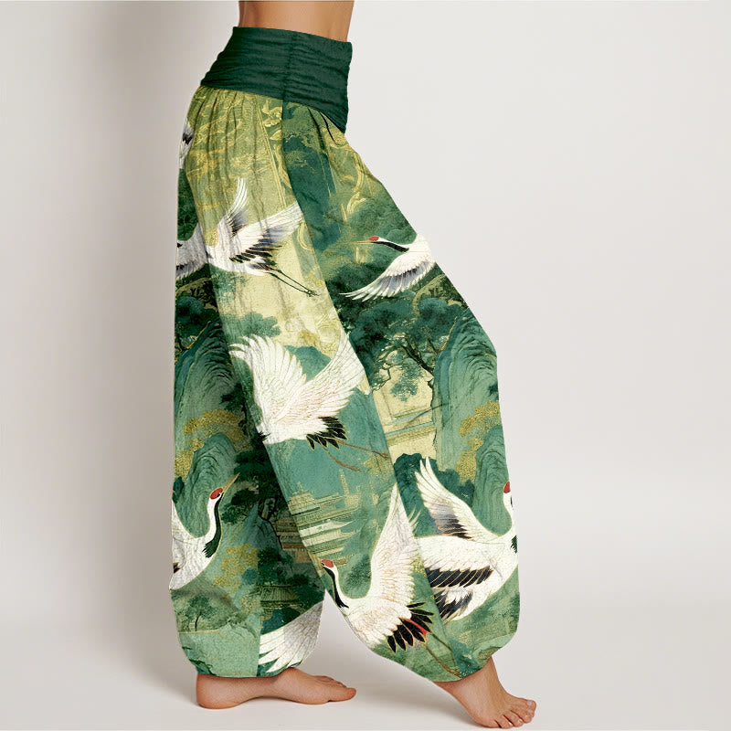 Pantalon harem à taille élastique pour femme, en pur coton, motif magnifique sapin de la montagne et pierres de Buddha Stones - image 10