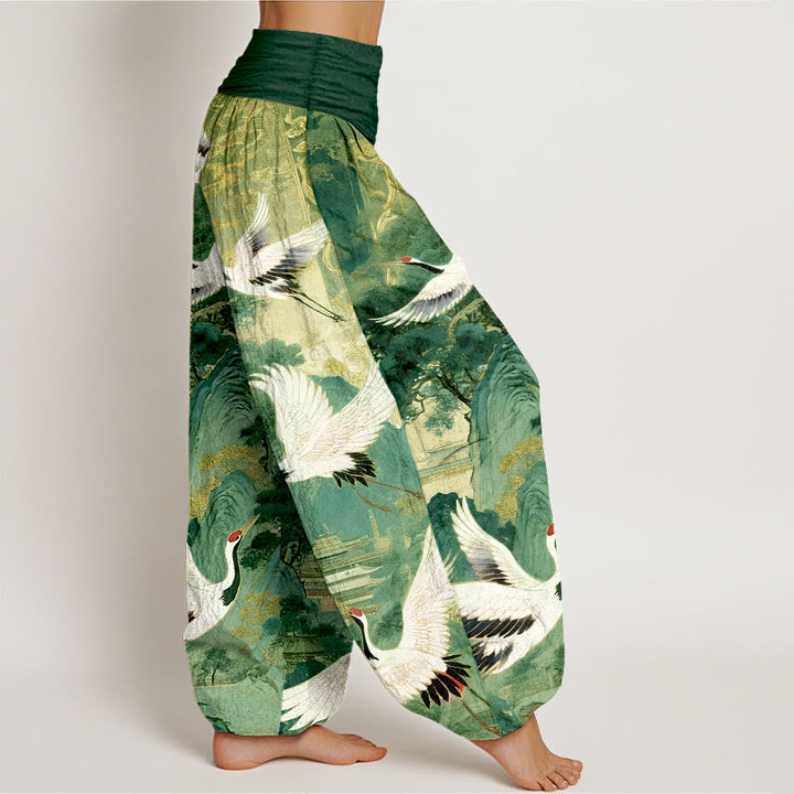 Pantalon harem à taille élastique pour femme, en pur coton, motif magnifique sapin de la montagne et pierres de Buddha Stones - image 10