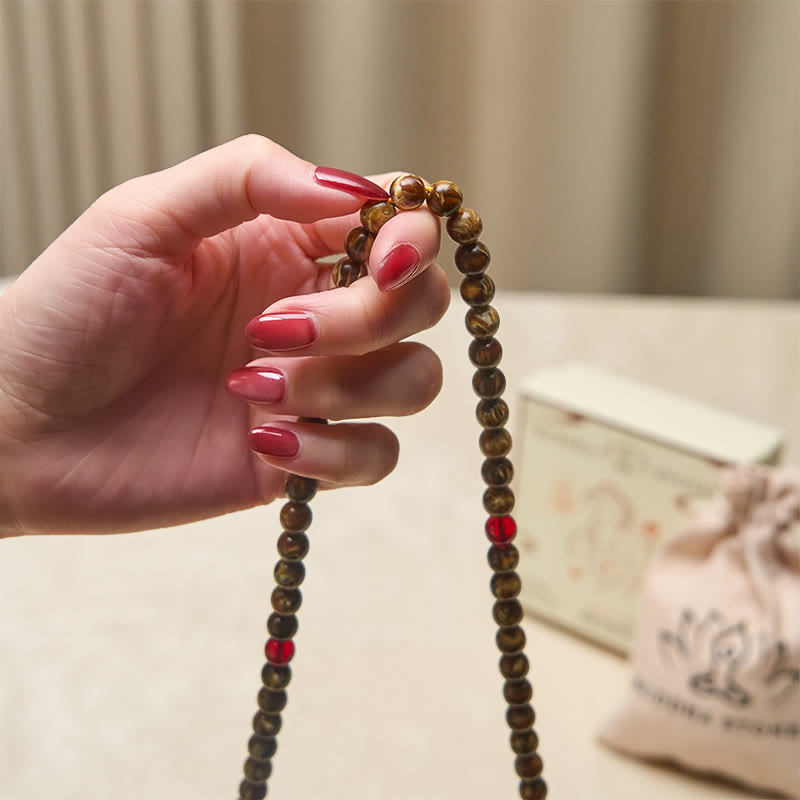 Mala en gourde d'ambre multicolore avec 108 Buddha Stones - image 3