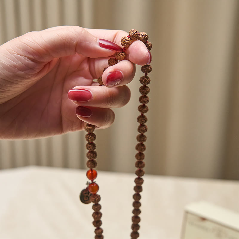 Mala de Buddha Stones tibétaines, 108 perles, graine de Bodhi, symbole Om, breloque, pompon, prospérité et bonne fortune - image 4