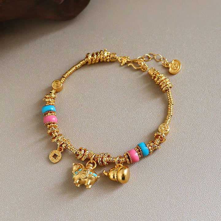 Buddha Stones Année du Cheval Pièce de cuivre en calebasse Bracelet en cuivre - image 1