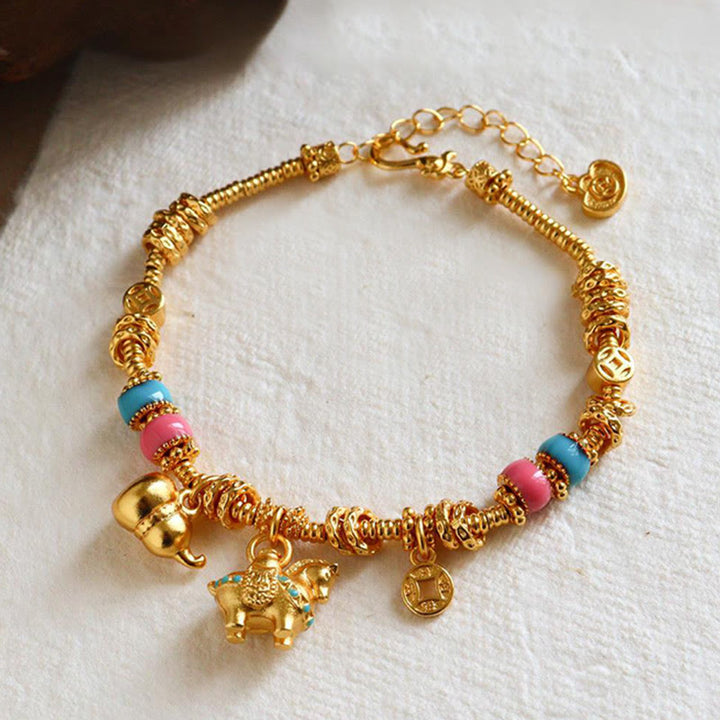 Buddha Stones Année du Cheval Pièce de cuivre en calebasse Bracelet en cuivre - Cheval en cuivre (Tour de poignet : 14-18 cm) - image 0