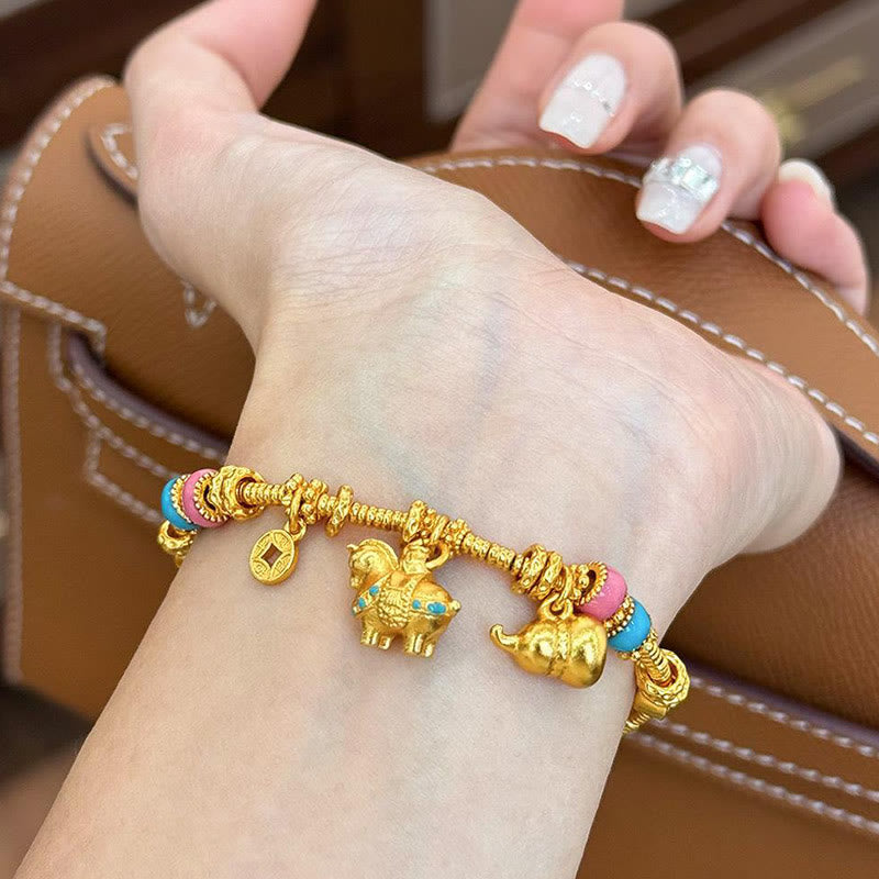 Buddha Stones Année du Cheval Pièce de cuivre en calebasse Bracelet en cuivre - image 3