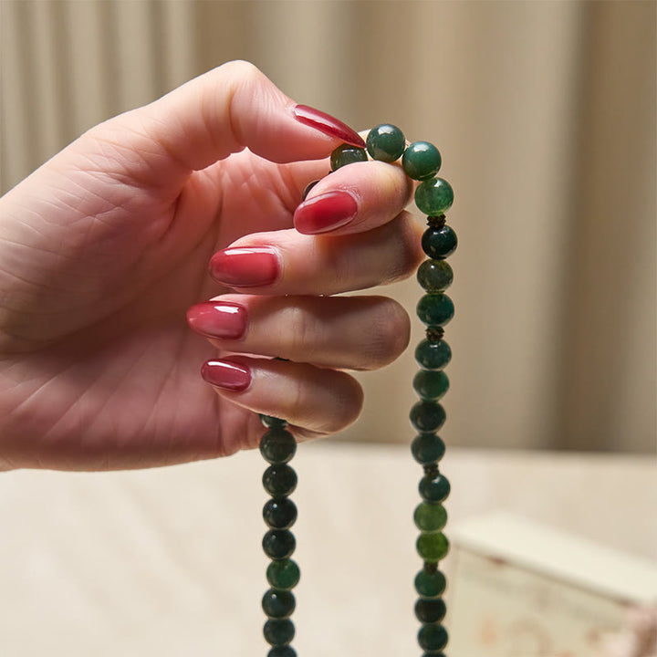 Mala de guérison en agate mousse, perle ronde en agate mousse, symbole de lotus et Buddha Stones - image 4