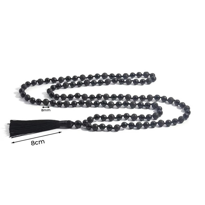 Buddha Stones, onyx noir, pierre de lave, pompon, mala de protection et de fortune - image 6