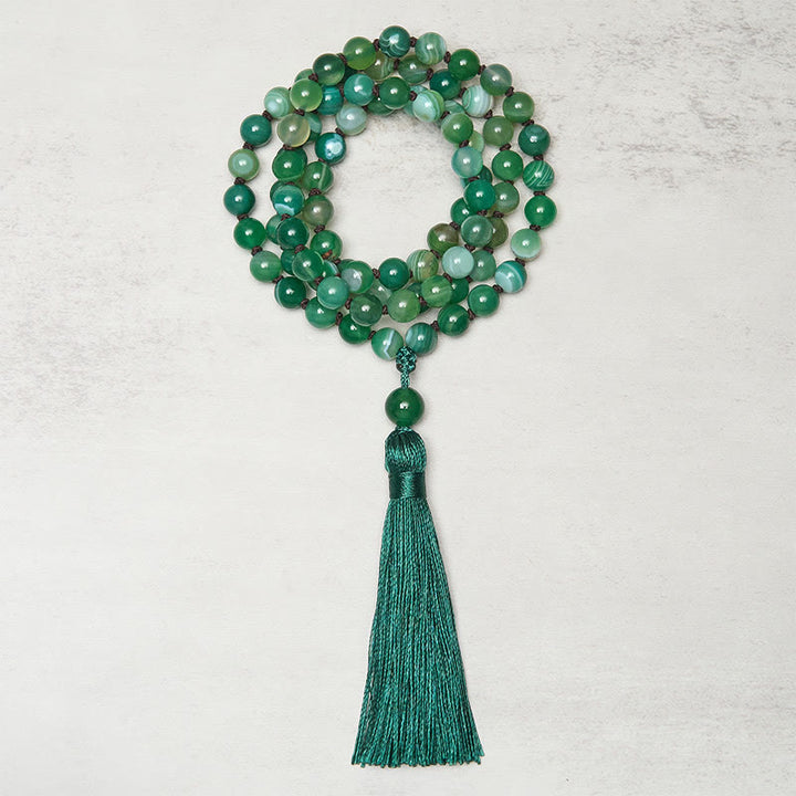 Bracelet de protection en Buddha Stones et pompon en malachite - Malachite - image 0
