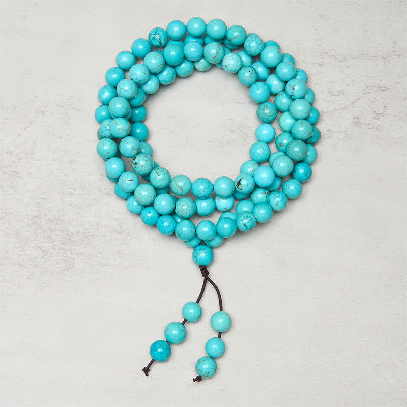 Mala de sagesse et d'équilibre en Buddha Stones, 108 perles turquoise - Turquoise - image 0