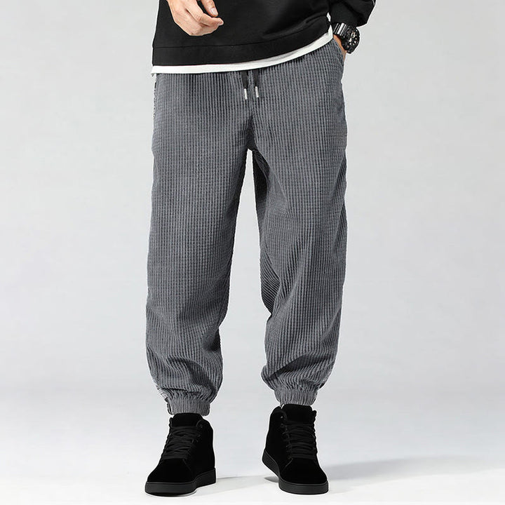 Pantalon homme en velours côtelé, coupe droite, longueur cheville, avec poches, motif cachemire et cordon de serrage latéral, orné de Buddha Stones. - image 20