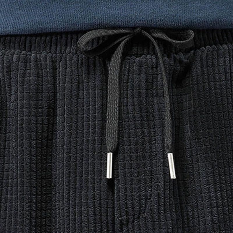 Pantalon homme en velours côtelé, coupe droite, longueur cheville, avec poches, motif cachemire et cordon de serrage latéral, orné de Buddha Stones. - image 9