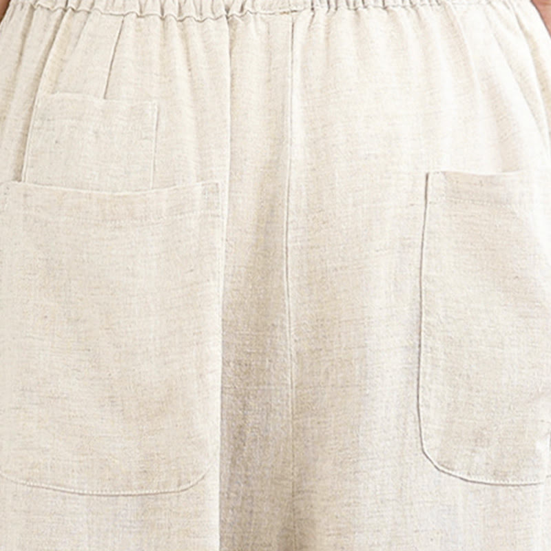 Pantalon d'automne uni pour femme Buddha Stones, en coton et lin, longueur 7-8, avec cordon de serrage et poches. - image 7
