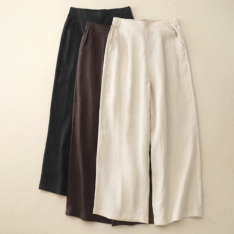 Pantalon en coton uni et simple pour femme, longueur 7-8, avec poches, Buddha Stones - image 20