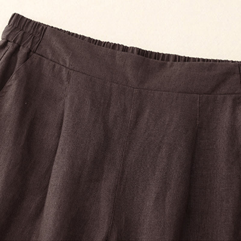 Pantalon en coton uni et simple pour femme, longueur 7-8, avec poches, Buddha Stones - image 1