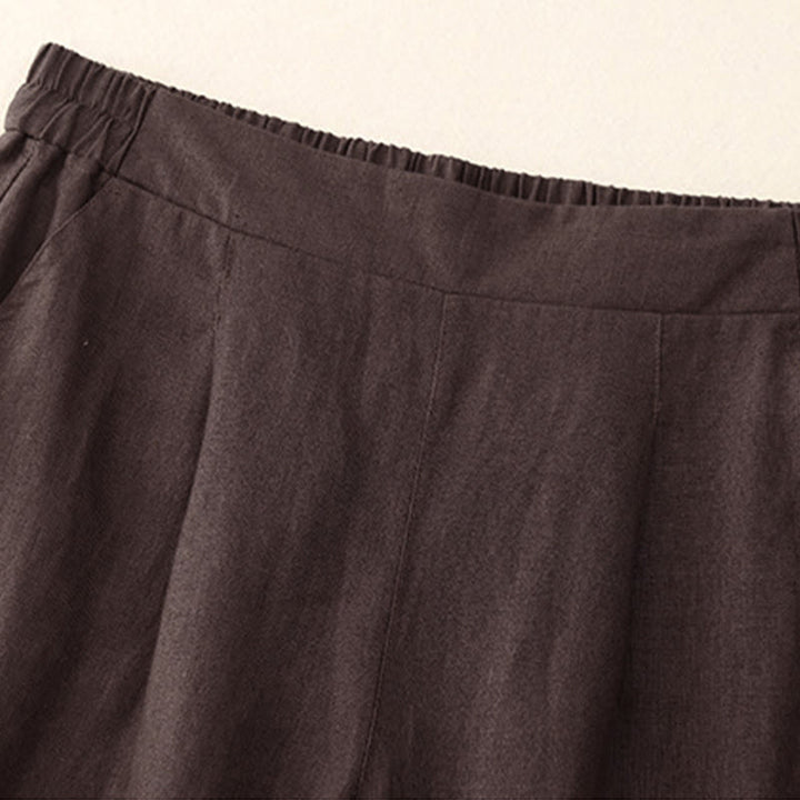 Pantalon en coton uni et simple pour femme, longueur 7-8, avec poches, Buddha Stones - image 1