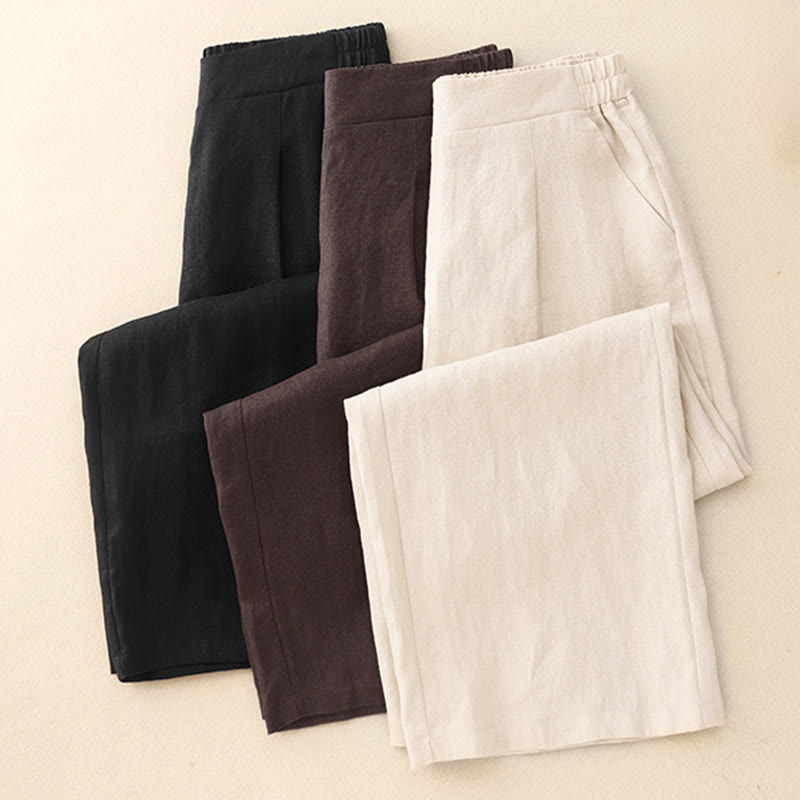 Pantalon en coton uni et simple pour femme, longueur 7-8, avec poches, Buddha Stones - image 21
