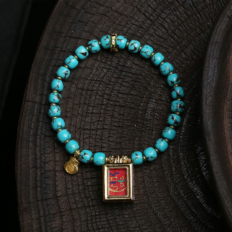 Boîte à amulettes Thangka Gau en Buddha Stones, bracelet de protection turquoise Fu - Turquoise (Tour de poignet : 16-17 cm) - image 0