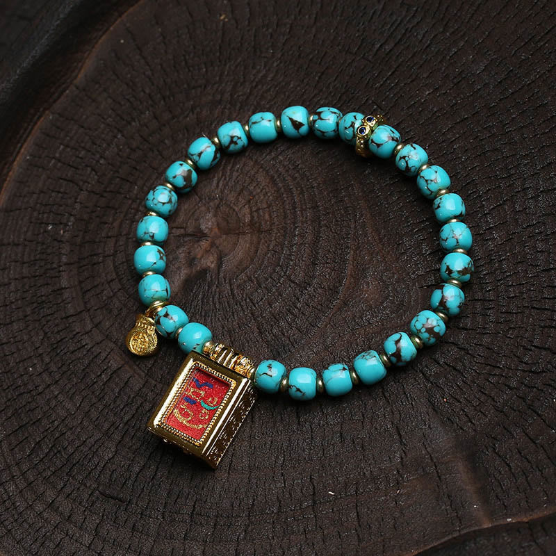 Boîte à amulettes Thangka Gau en Buddha Stones, bracelet de protection turquoise Fu - image 1