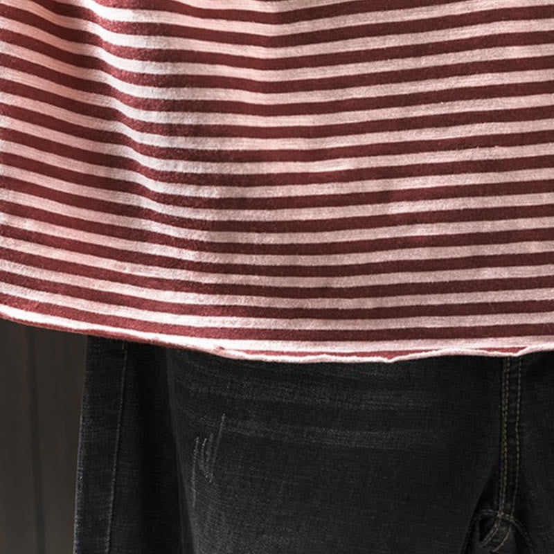 Sweat à capuche en coton à manches longues pour femme, motif rayé printanier Buddha Stones - image 13