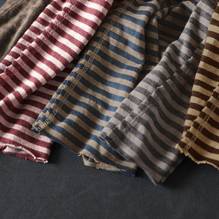 Sweat à capuche en coton à manches longues pour femme, motif rayé printanier Buddha Stones - image 18