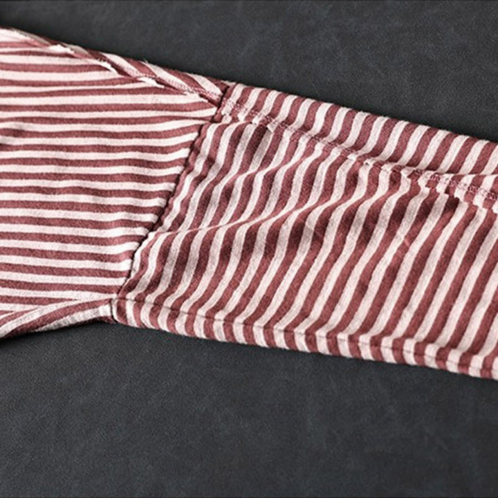 Sweat à capuche en coton à manches longues pour femme, motif rayé printanier Buddha Stones - image 8