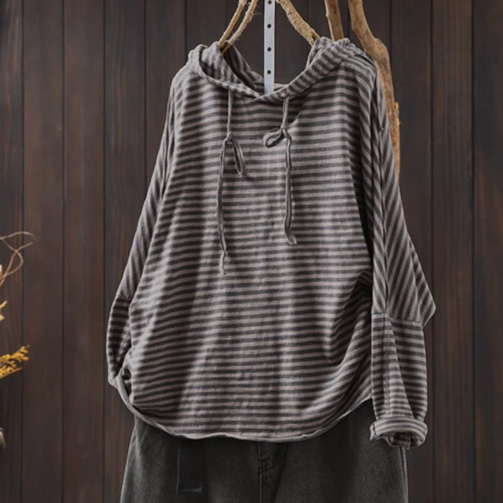 Sweat à capuche en coton à manches longues pour femme, motif rayé printanier Buddha Stones - Gris sombre - US4-8/10，UK/AU8-12/14，EU36-40/42 (F) - image 16