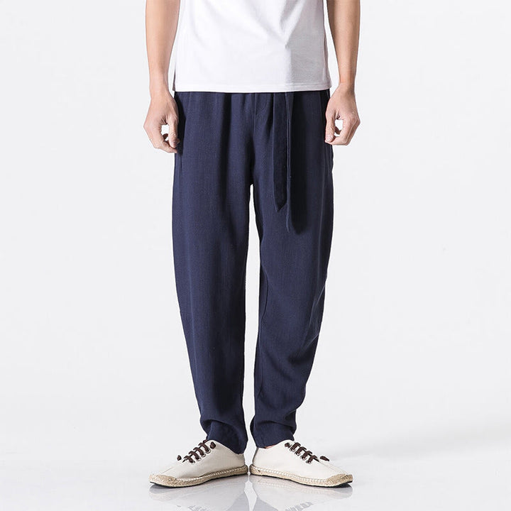 Pantalon harem homme en coton, couleur unie, design simple, avec poches, motif Buddha Stones Commute - Bleu ardoise foncé - US/UK/AU46，EU56 (5XL) - image 7