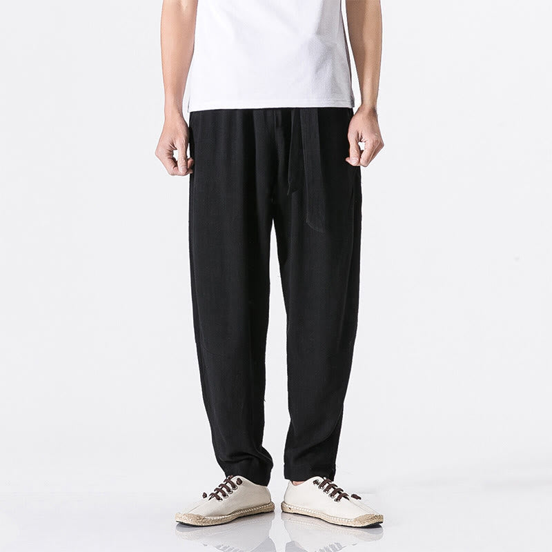 Pantalon harem homme en coton, couleur unie, design simple, avec poches, motif Buddha Stones Commute - Noir - US/UK/AU46，EU56 (5XL) - image 3