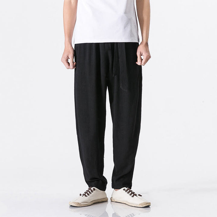 Pantalon harem homme en coton, couleur unie, design simple, avec poches, motif Buddha Stones Commute - Noir - US/UK/AU46，EU56 (5XL) - image 3