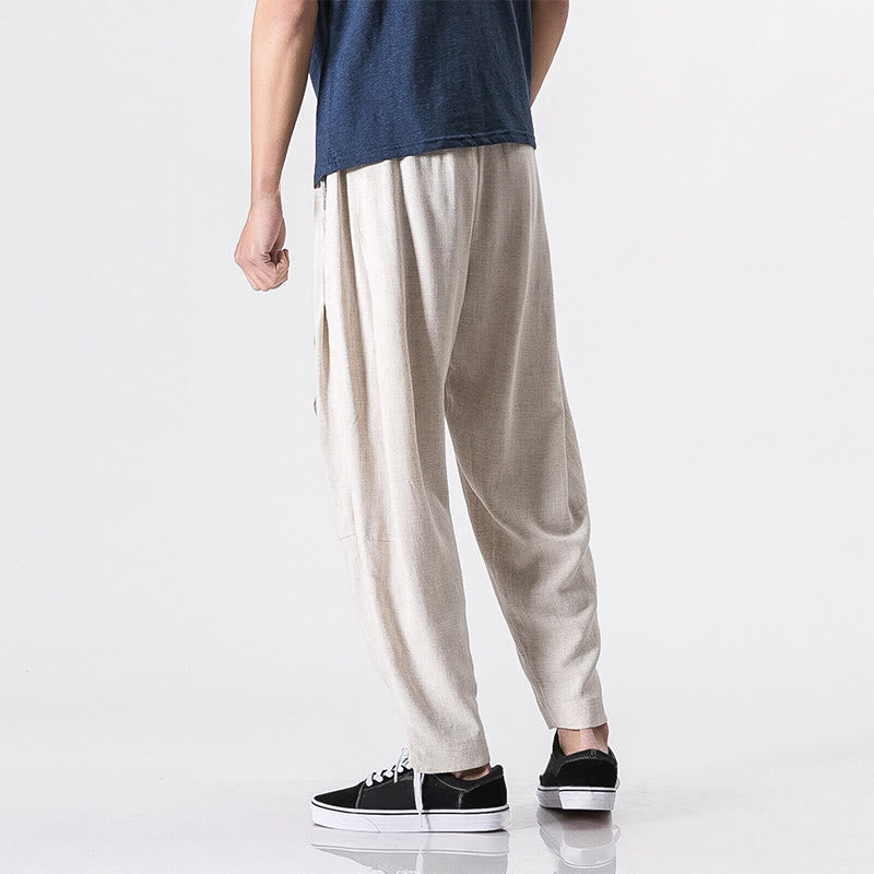 Pantalon harem homme en coton, couleur unie, design simple, avec poches, motif Buddha Stones Commute - image 6