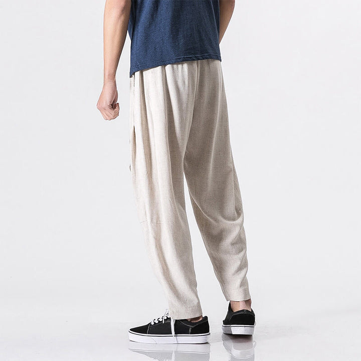 Pantalon harem homme en coton, couleur unie, design simple, avec poches, motif Buddha Stones Commute - image 6