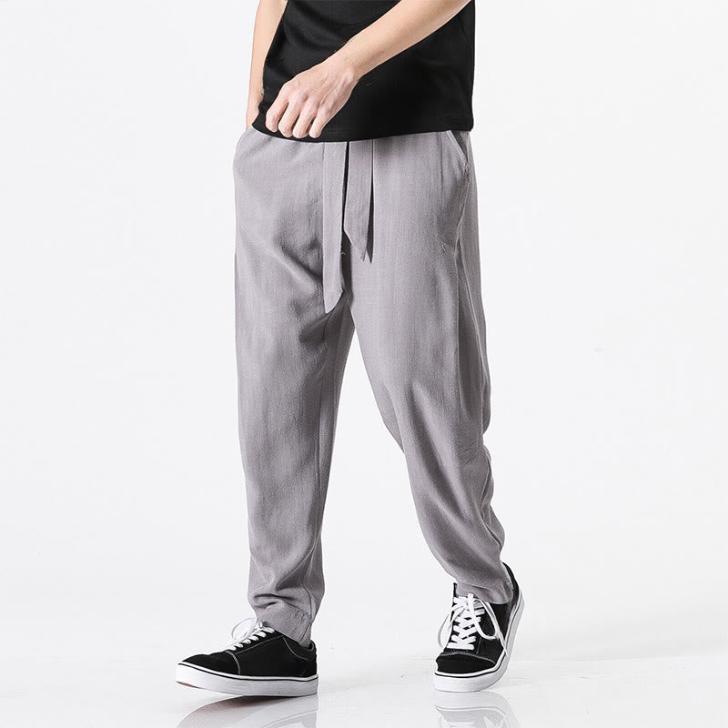 Pantalon harem homme en coton, couleur unie, design simple, avec poches, motif Buddha Stones Commute - image 10