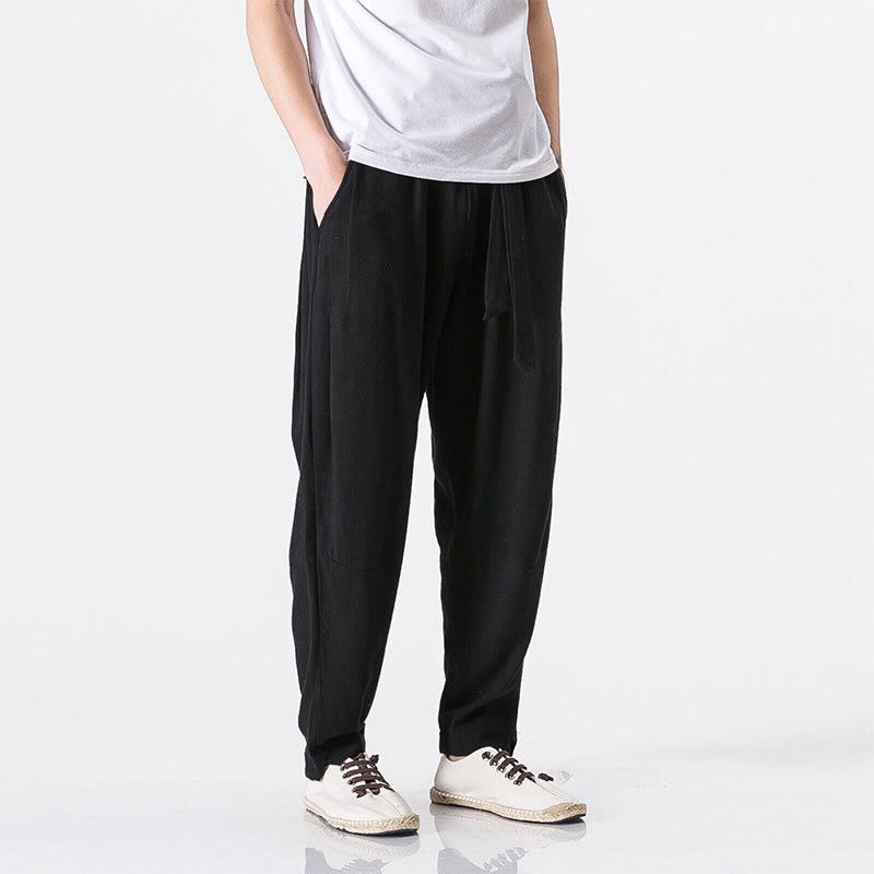 Pantalon harem homme en coton, couleur unie, design simple, avec poches, motif Buddha Stones Commute - image 4