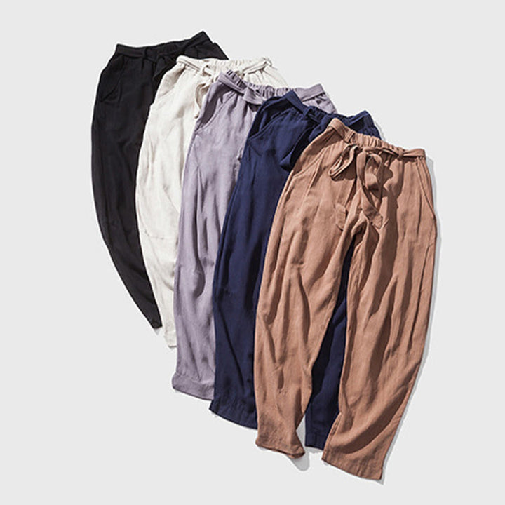 Pantalon harem homme en coton, couleur unie, design simple, avec poches, motif Buddha Stones Commute - image 11