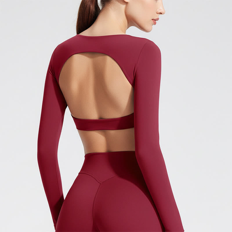 Soutien-gorge dos nu à manches longues Buddha Stones, débardeur de sport, fitness et yoga pour femme - FireBrick - US12，UK/AU16，EU44 (XL) - image 27